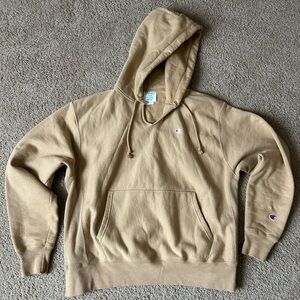 champion camel colored reverse thread hoodie LARGE